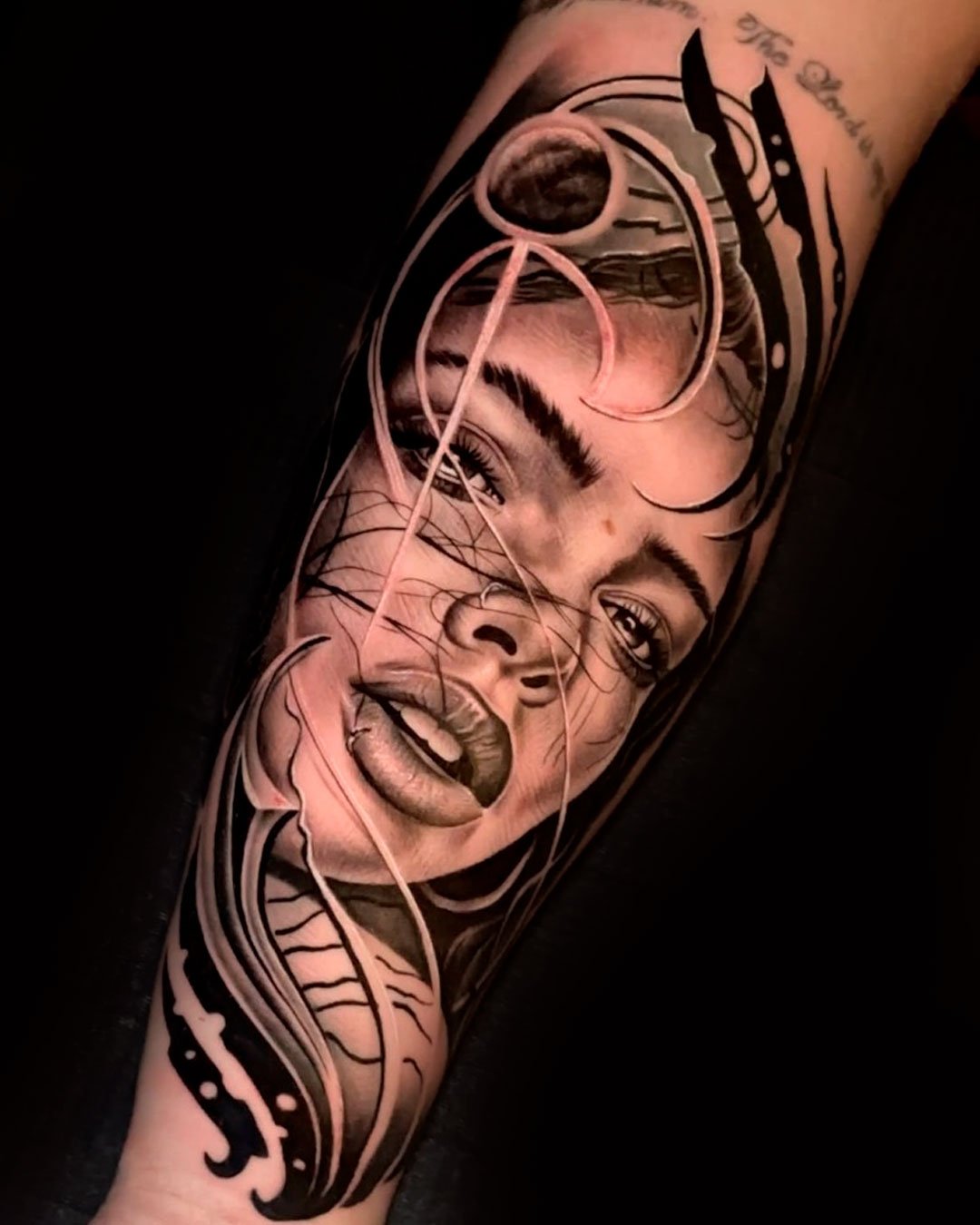 Female face realism tattoo